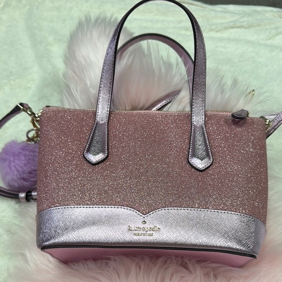 Kate Spade Pink and Silver Satchel with Glitter Finish - Picture 1 of 10